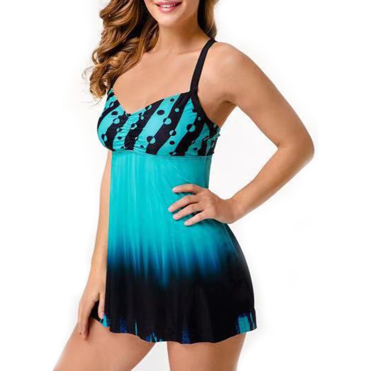 Beadeez Women's Gradient One Piece slip dress Swimsuit Backless Bathing