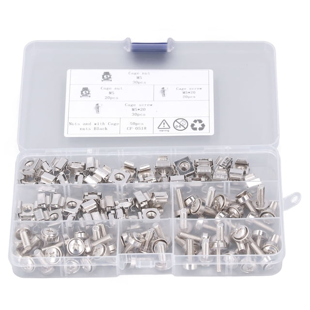 50 Ensembles Cage M5 Écrou M5x20 Vis Kit Nickelé Fer Métrique Carré Trou Support pour Yacht de Plaisance RV
