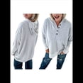 thumbnail image 2 of Sudaderas Oversize para Mujer, Sudaderas de Larga con Botones y Cuello Henley, Ropa de Otoño A . Gris XL, 2 of 6