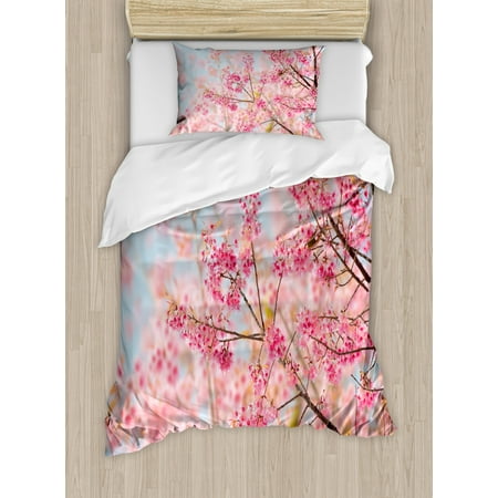 Floral Duvet Cover Set Japanese Sakura Cherry Blossom Branches