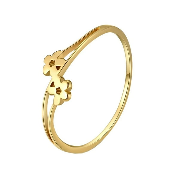 PAMTIER Women's Stainless Steel High Polished Minimalist Skinny Sunflower Ring Gold Size 6