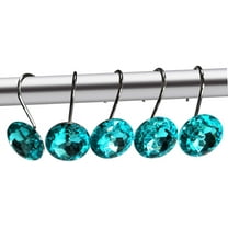 Decorative Shower Curtain Hooks, Acrylic Crystal Rhinestones, Set of 12 (Teal)
