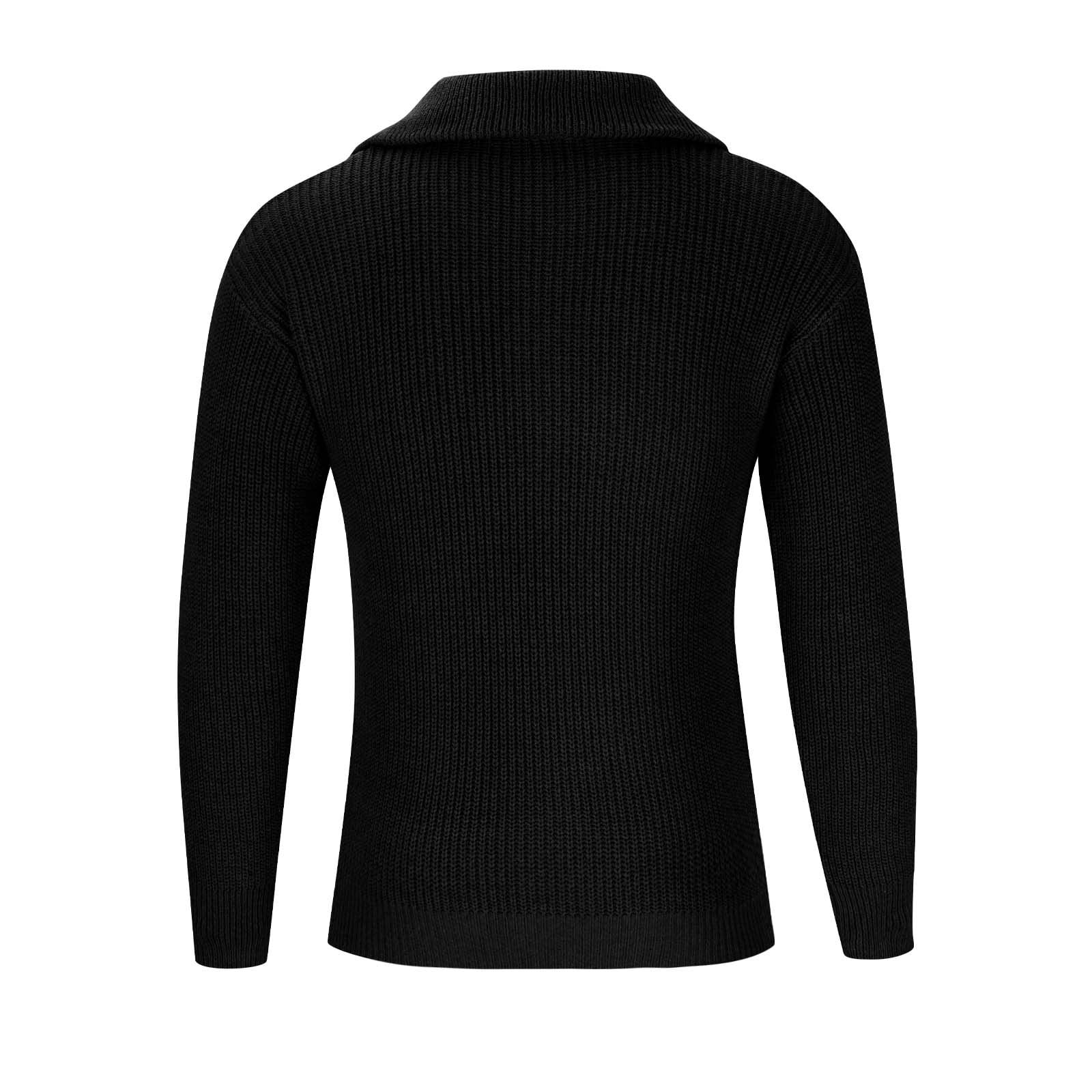 ZVNAΖH Men's Fashion Quarter Zip Pullover Long Sleeve Quilted Fall Ribbed Knit Sweatshirt Polo Mock Neck Sweaters