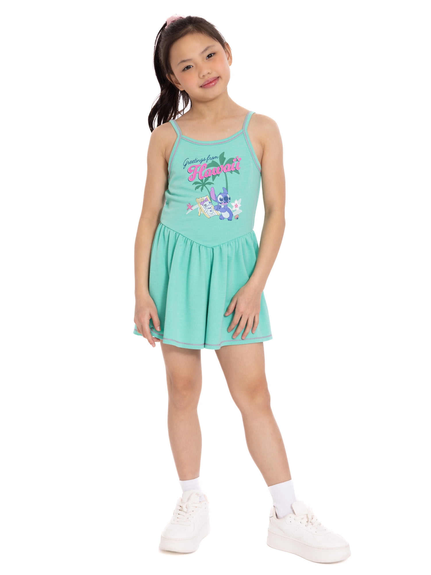 Stitch Girls Sleeveless Graphic Romper, Sizes 4-12