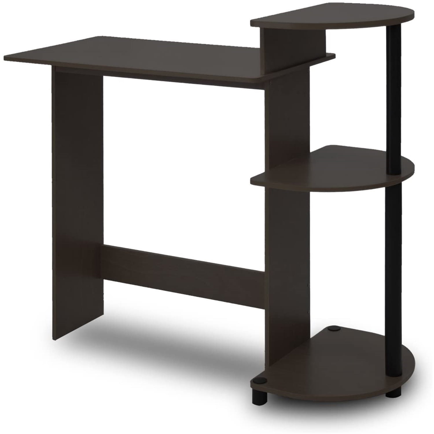 Furinno Engineered Wood Compact Computer Desk with Shelves in Espresso/Black