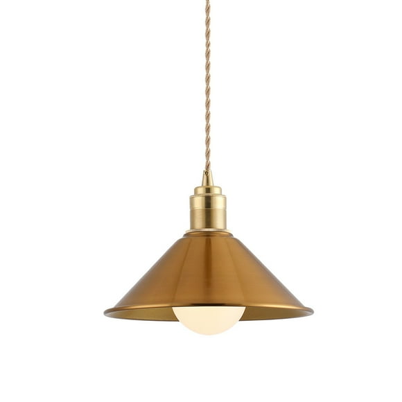Industrial Style Gold Pendant Light Fixture, Simple Vintage Farmhouse Metal Pendant Lamp, Retro Rustic Pendant Lighting for Over Kitchen Sink Island Dining Room Table Bar Counter Entrance