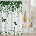 thumbnail image 3 of Shower Curtain Butterfly Leaf Shower Curtains for Bathroom Decor, Waterproof Polyester Shower Curtain Set with Hooks, Small Stall Size 36" x 72" Green Plant Silhouette, 3 of 9