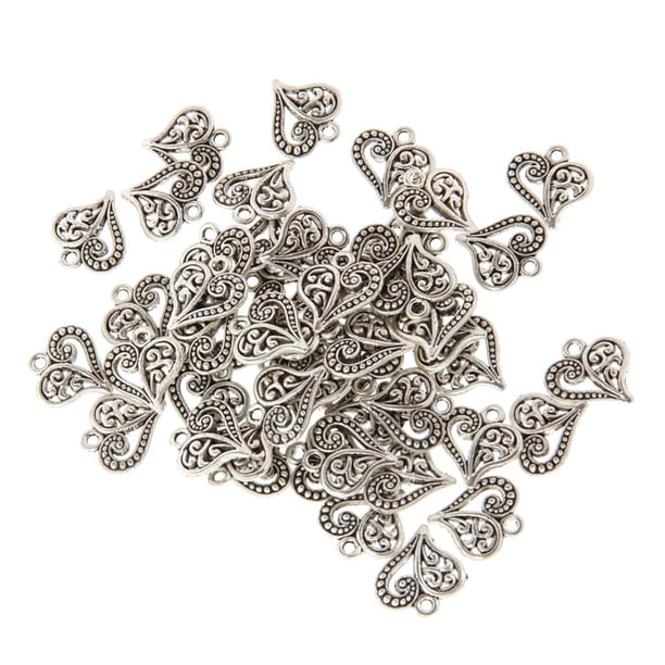 Un juego de 50 colgantes decorativos de moda para collares y pulseras. Plata
