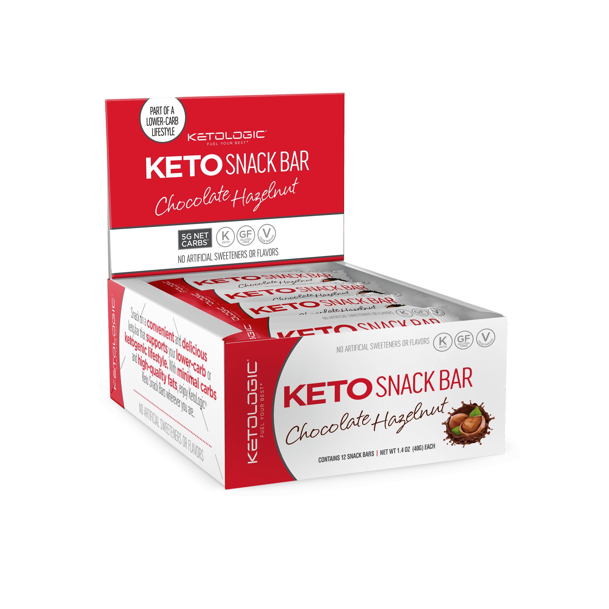 KetoLogic Keto Snack Bar Chocolate Hazelnut Low Carb GlutenFree