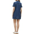 thumbnail image 3 of INSPIRE CHIC Denim Dress for Women's Short Sleeve Button Down A-Line Jean Dresses XS Dark Blue, 3 of 6