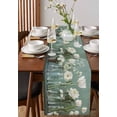 thumbnail image 4 of Boanket White Camellia Table Runner - 120 Inch Long, Kitchen Dining Table Runner Dresser Scarves, Farm Flowers Retro Green Modern Art Farmhouse Decor for Coffee Tables Wedding Party Banquet, 4 of 8