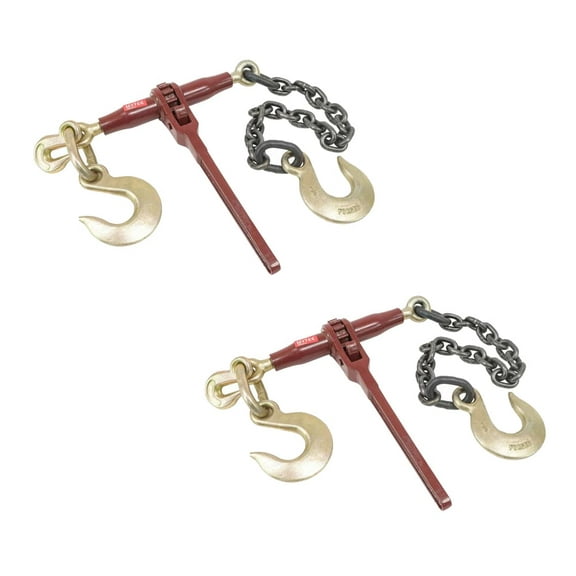 (2 Pack) Ratchet Pro Binder w/ 3/8" Grab & 1/2" Sling Hook, & 2' G80 Chain & 1/2" Sling Hook, 7100 WLL