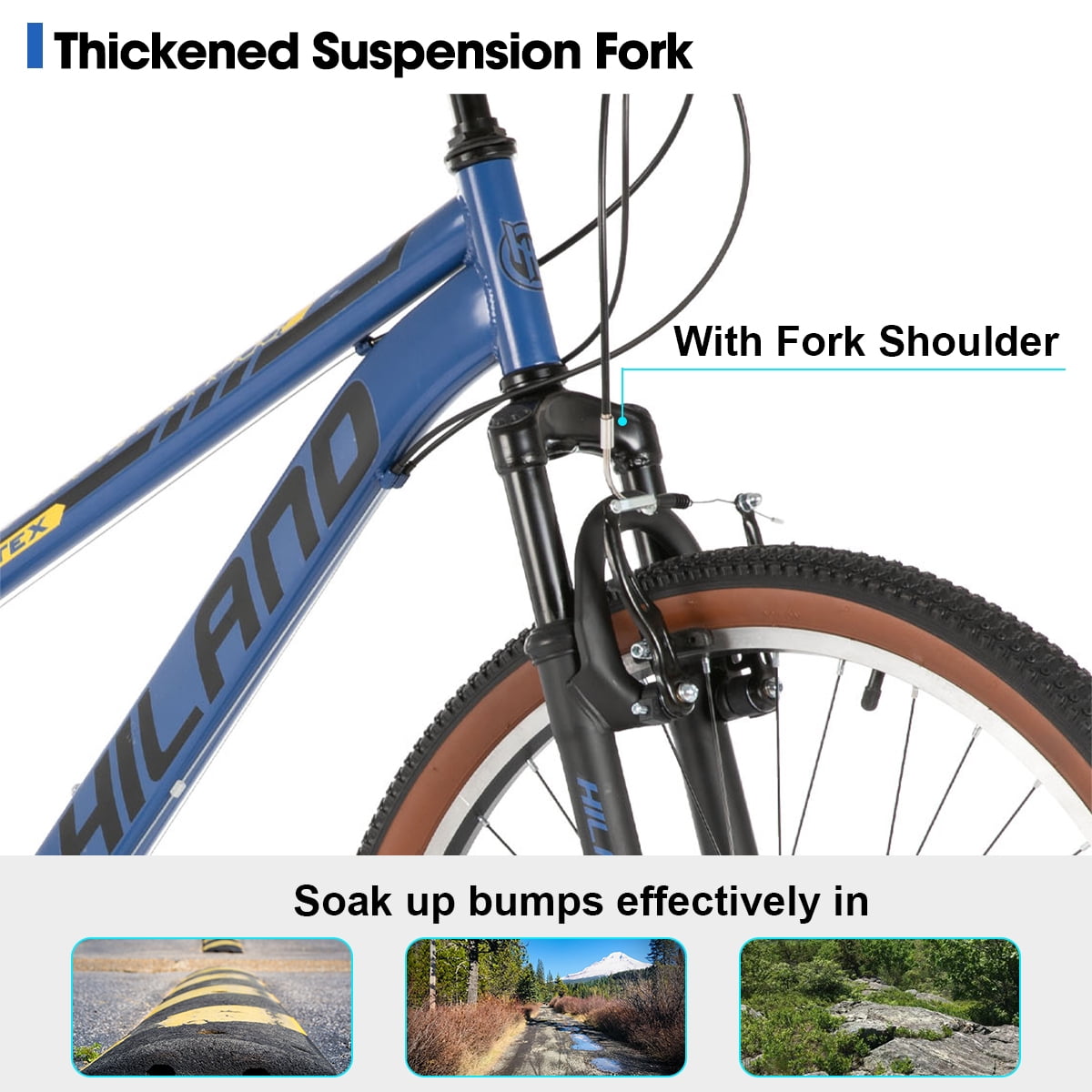 HILAND 26 Inch Mountain Bike for Mens and Womens, 21 Speeds Mountain Bicycle, High-Tensile Steel Frame, V Brake, Hardtail MTB for Adults