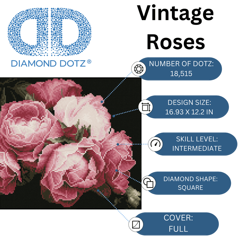 Diamond Dotz Vintage Roses Diamond Painting Kits for Adults Diamond Dotz Vintage Roses Diamond Painting Kits for Adults