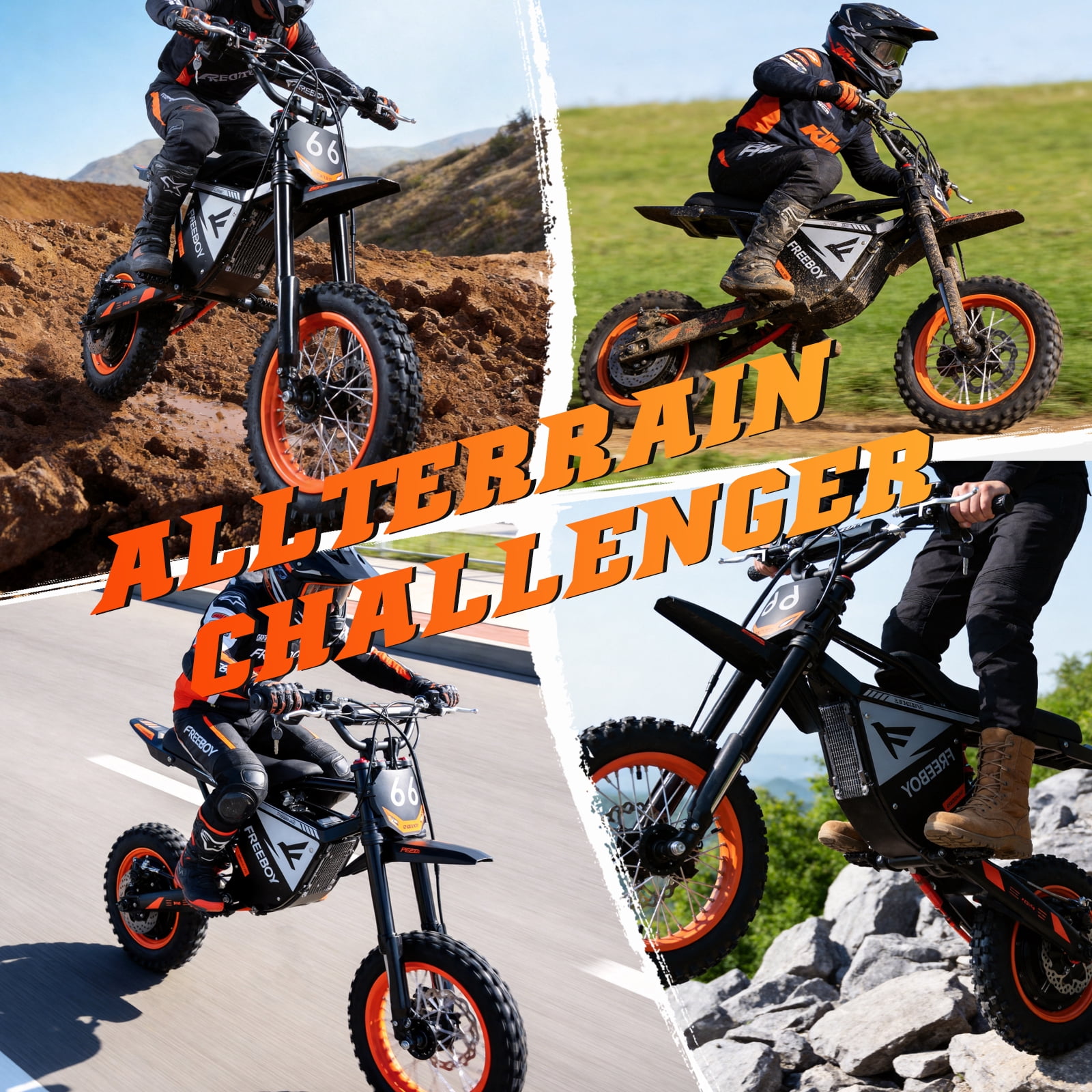 Y66 Electric Bike for Teens Adults,3000W Brushless Motor Up to 34MPH, 48V 30Ah 40-Mile Electric Motorcycle, 12"/10" Off-Road Tire Ebike, Dual Hydraulic Brakes, Full Suspension UL2849