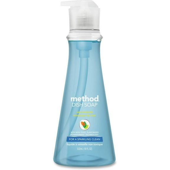 Method 00734CT Dish Soap, Sea Minerals, 18 oz Pump Bottle, 6/Carton