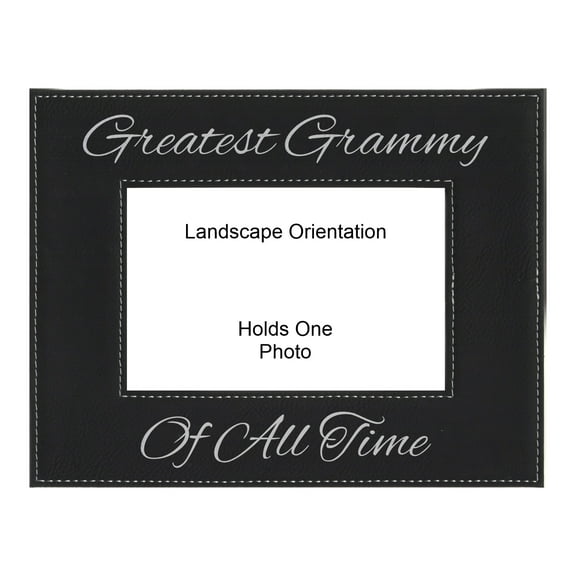 PrecisionNC Grandma Gifts Greatest Grammy of All Time Engraved Leatherette Black Picture Frame Mothers Day 4x6 Landscape