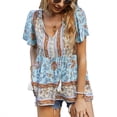 thumbnail image 3 of Camisa con estampado floral Nikou para mujer Cuello en V, 3 of 6