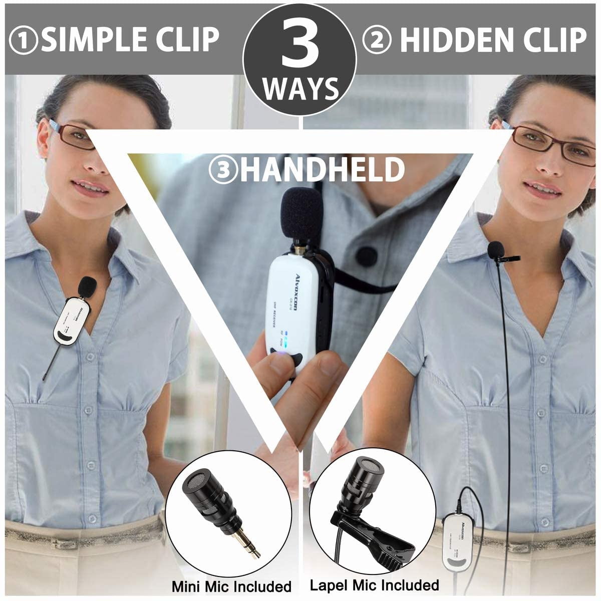 Wireless lavalier Microphone for iPhone & Computer USB Dual Lapel Mic System for Android, PC, Laptop, Speaker, Podcasting, Vlog, YouTube, Conference, Vocal