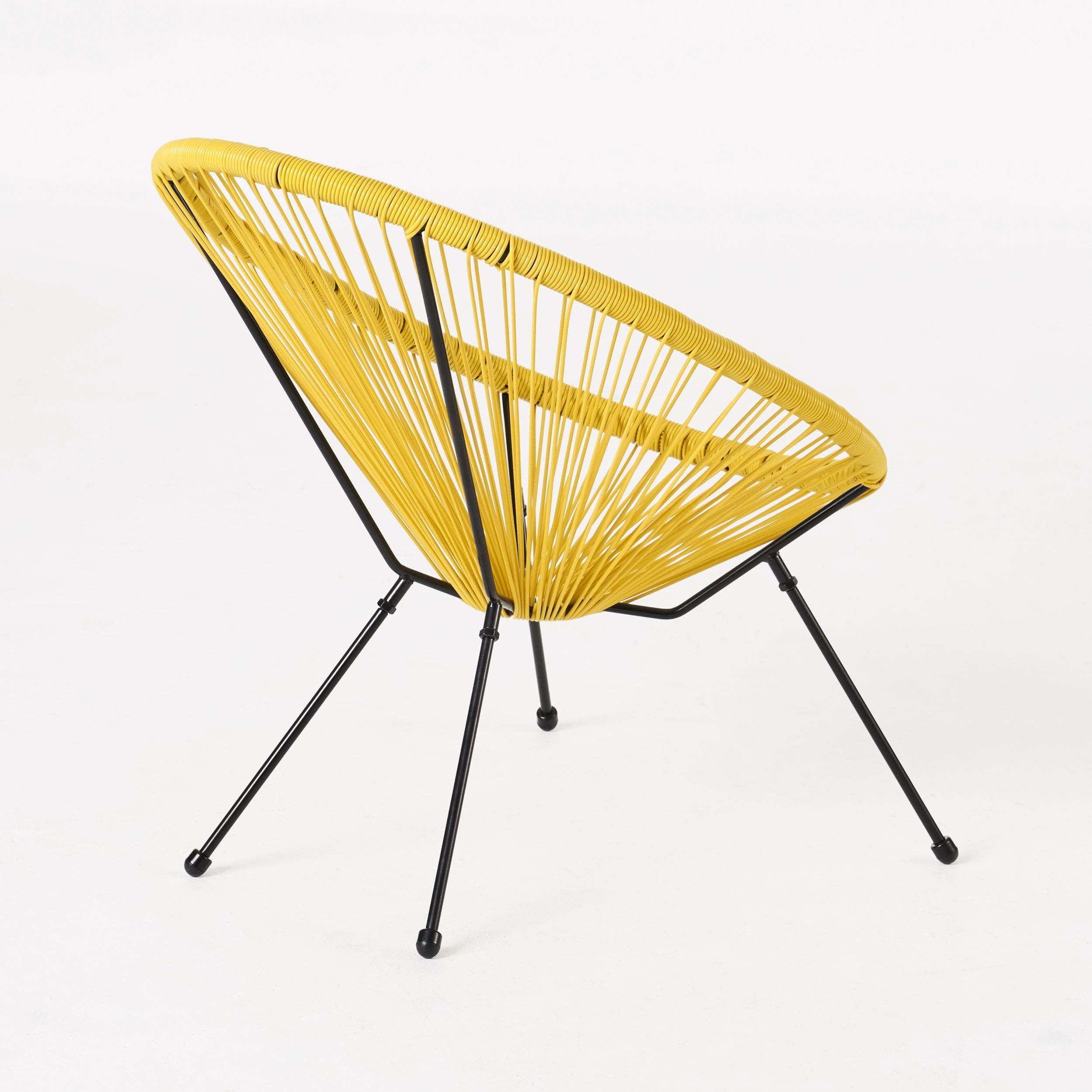 Mintazer Acapulco Chair Set of 2, Outdoor Seating Patio Chairs with Metal Frame, Modern Wicker Bistro Chairs for Balcony Garden Backyard Porch Deck, Yellow