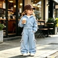 thumbnail image 3 of Enyan Kids Clothes Girls 2-Piece Outfits Long Sleeve Sweatshirt & Wide Leg Pants Set, 3 of 6