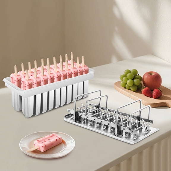 20 Pcs Stainless Steel Ice Cream Stick Mold, Fast Freeze Ice Pop Maker Tray, 0.8mm Thick, Easy Release & Clean, Reusable Popsicle Molds