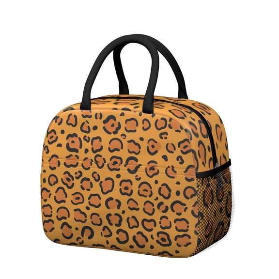 Insulated Lunch Bag for Women, Floral Print Oxford Fabric Lunch Box, Leakproof Thermal Cooler Tote for Work, School & Picnic, Leopard Animal Print