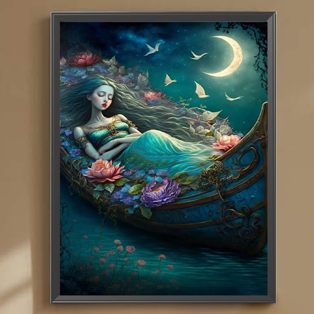 Cuadros Decorativos 5D bricolaje taladro redondo completo diamante pintura niña kit decoración del hogar arte artesanía(14) Wdftyju embutido en tela