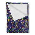thumbnail image 2 of New Orleans Soft Flannel Fleece Throw Blanket, Fat Tuesday with Fleur De Lis Colorful and Hats Pattern Jazz Trumpet, Cozy Plush for Indoor and Outdoor Use, 50" x 70", Multicolor, by Ambesonne, 2 of 5