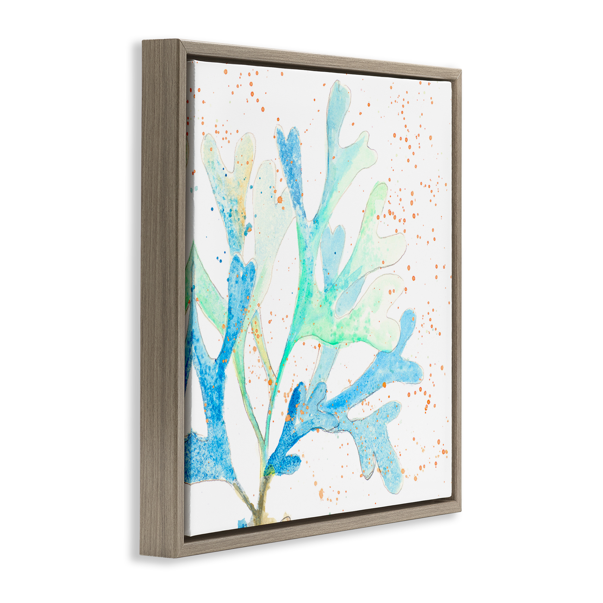 Stupell Industries Speckled Modern Coral Coastal Painting Brown Floater Framed Canvas Art Print Wall Art, 18 x 18