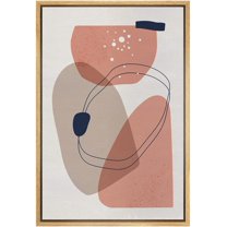 IDEA4WALL Framed Canvas Wall Art Pastel Pink & Gray Watercolor Polygon Abstract Digital Art Nordic Multicolor Boho Print Minimal Contemporary for Living Room, Bedroom, Office - Natural 24"x36"