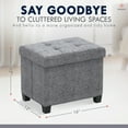 thumbnail image 2 of Ornavo Home Storage Ottoman Small Rectangle Ottoman with Legs, Foot Rest Stool Seat, Load up to 600 LB, for Living Room, Bedroom, Home Office, Dorm - 12 x 16 x 12, Gray, 2 of 7