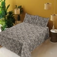 thumbnail image 2 of Ambesonne Gothic Modern Fitted & Flat Sheet with Sham 3 Pcs Set, Simple Skull Pattern, Twin XL, Pastel Purple Amber, 2 of 5