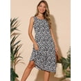 thumbnail image 5 of DARING DIVA Sleeveless Crewneck Print Midi Tank Dress S Black, 5 of 7