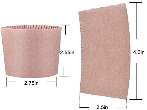 500 Piece Cup Sleeve Corrugated Jacket Cafe Drink Disposable Paper Coffee Holder 763684863391 