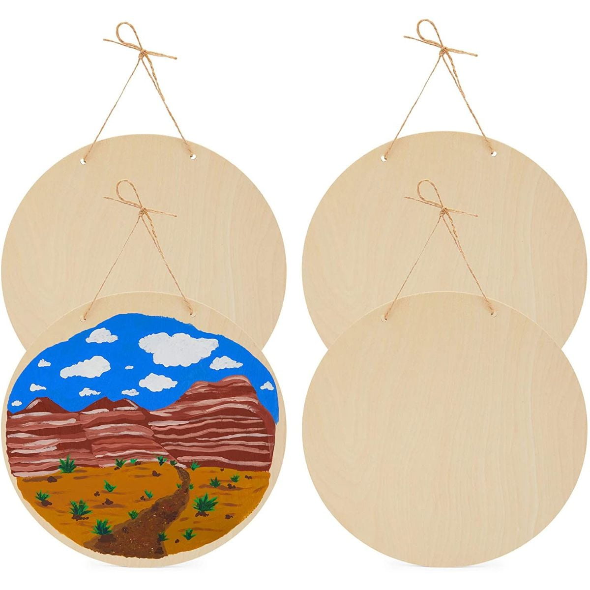 Pack of 12 Pieces Unfinished Wood Laser Cut Ornaments with Strings BULK BUY 