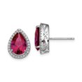 thumbnail image 1 of 925 Sterling Silver Cubic Zirconia Cz Lab Created Ruby Pear Stud Earrings Ball Button Birthstone July, 1 of 6