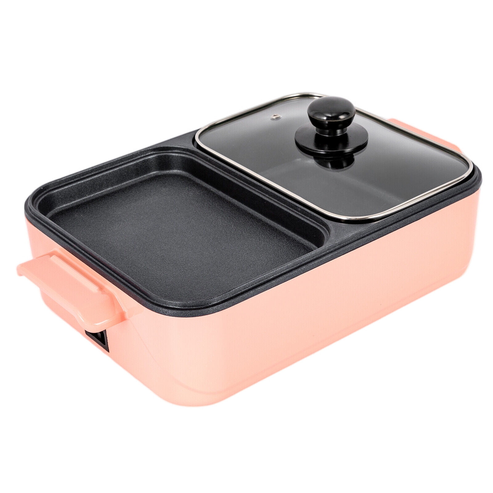 Miumaeov 2 in 1 Portable Electric Hot Pot Barbecue Grill, Non-Stick  Teppanyaki Pan, 2 Gear Adjustable, Indoor Multifunctional Hot Pot Split-Design  Baking Tray 1200W 110V (Pink) 