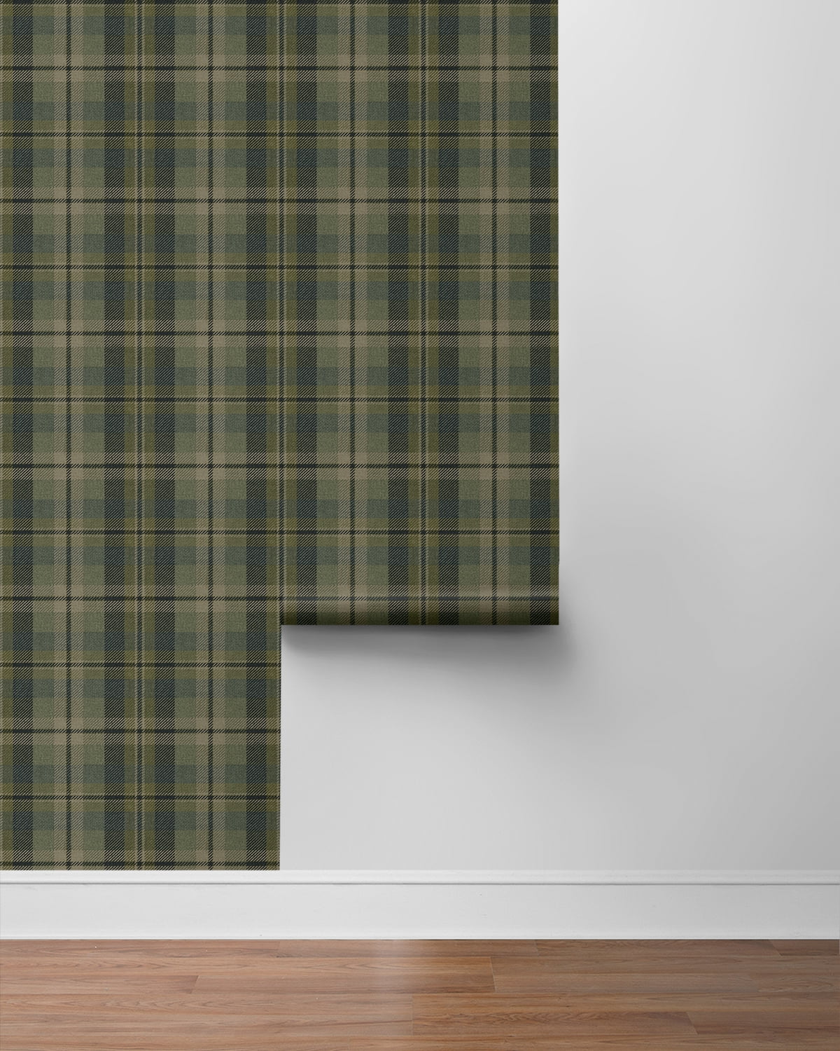 Harry & Grace Greenery Thornbury Tailored Plaid Peel and Stick Wallpaper - 20.5 in. W x 18 ft. L Roll