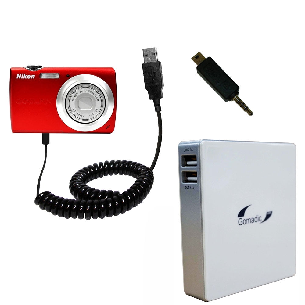Uses TipExchange to Charge up to Two Devices at Once Gomadic Multi Port AC Home Wall Charger Designed for The Nikon Coolpix S203 