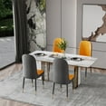 thumbnail image 2 of PU Dining Chair Set of 4, Upholstered Kitchen Chair with Back and Iron Metal Gold Plated Legs, Modern Accent Dining Chairs Side Chair for Living Room Dining Room Kitchen, Orange, 2 of 7
