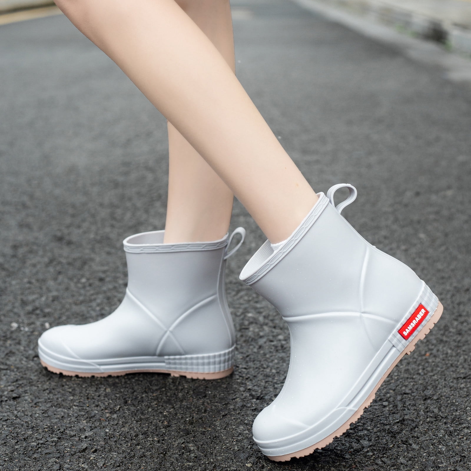 Lcamaw Rain Boots for Women & Men, Lightweight Waterproof Short Rubber Boots, Anti-Slip Mud Garden Boots Chelsea Ankle Rain Boots with Comfortable Insoles for Outdoor Work