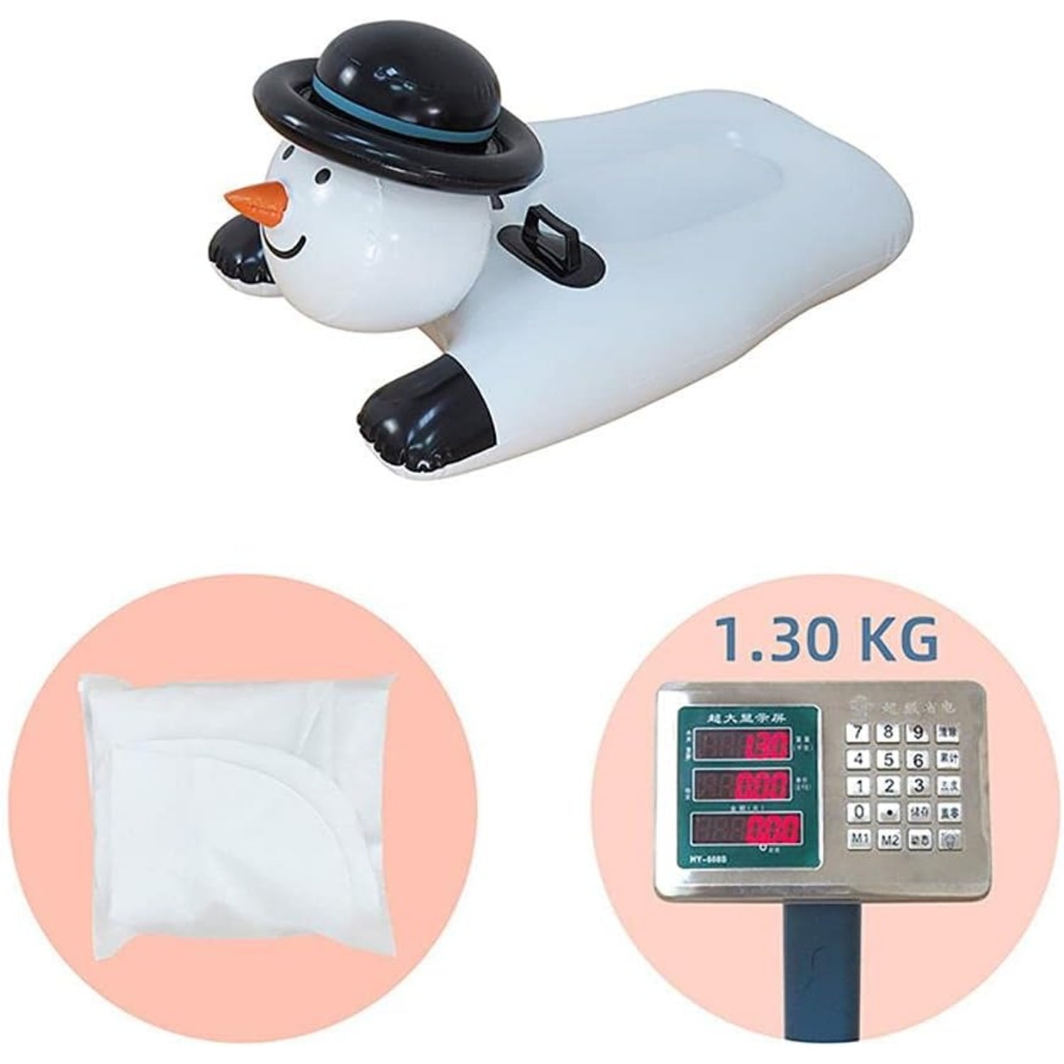 Snow Tube Snowman Inflatable Snow Sled with Sturdy Handles Cartoon Snow Sled for Kids Adults Christmas Holidays Winter Outdoor