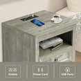 thumbnail image 6 of Nightstand with Charging Station Set of 2, Farmhouse Night Stand with 2 Drawers, Bedside Cabinet for Bedroom, End Table Side Table with Storage (2, Ancient Grey), 6 of 12