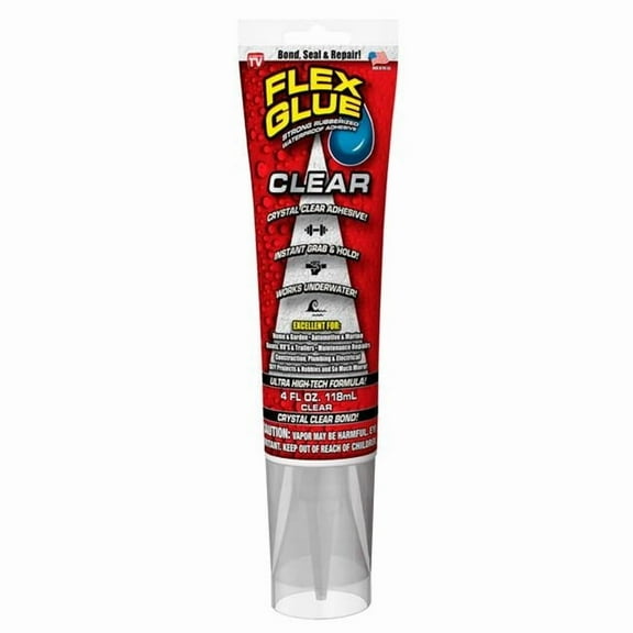 Flex Glue 4 oz Crystal Clear Rubberized Waterproof Adhesive