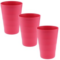 YBM Home Reusable Plastic Cups 12 oz, Unbreakable Drinkware Dishwasher Safe 3-Pack, Pink