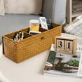thumbnail image 5 of GoXteam 3 Compartment Hand-Woven Wicker Toilet Paper Storage Bin with Lid, Bathroom Organize Basket for Shelves, Kitchen Cabinets, Pantry, Bathroom, Closets, Light Orange, 5 of 7