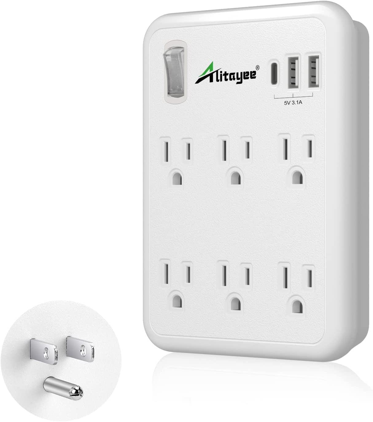 Surge Protector wall Outlet extender, USB Wall Charger with 3 USB