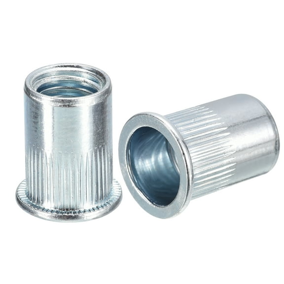 M12 Rivet Nuts, 20 Pack Zinc Plated Carbon Steel Knurled Flat Head Threaded Insert Nuts