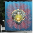 thumbnail image 4 of Ambesonne Pearls Shower Curtain, Coral Nautical Art, 69"Wx75"L, Blue Red Yellow, 4 of 5